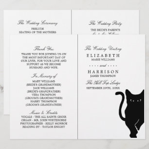 Modern Whimsical Black Cat Wedding Programs