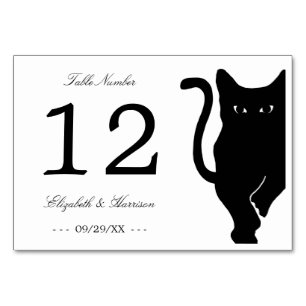 Modern Whimsical Black Cat Wedding Table Number