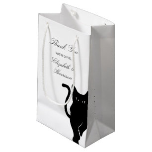 Modern Whimsical Black Cat Wedding Thank You Favou Small Gift Bag