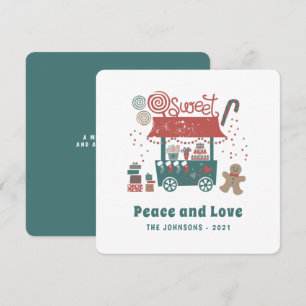 Modern Whimsical Christmas Sweets Shop Holiday Card