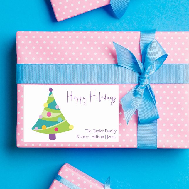 Modern Whimsical Christmas Tree | Family Name  Sticker (Creator Uploaded)