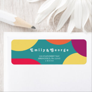 Modern Whimsical Colorful Groovy Return Address
