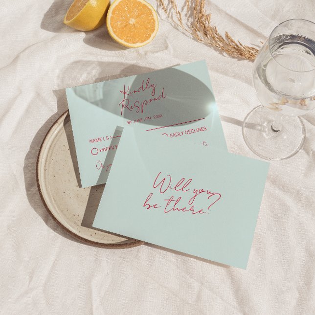 Modern Whimsical Colourful Retro Fun Funky Wedding RSVP Card (Creator Uploaded)