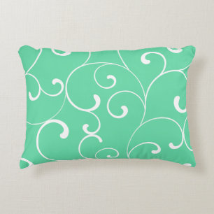 Modern Whimsical Curls Aqua Decorative Pillow