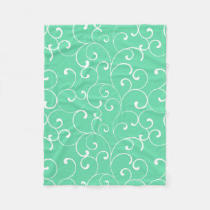 Modern Whimsical Curls Aqua Fleece Blanket