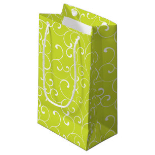 Modern Whimsical Curls Lime Green Small Gift Bag