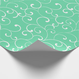 Modern Whimsical Curls Pattern Aqua Wrapping Paper