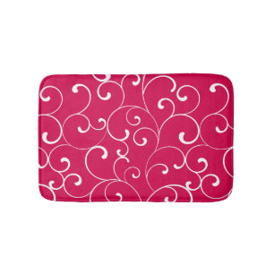 Modern Whimsical Curls Raspberry Bath Mat