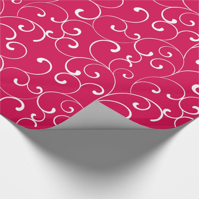 Modern Whimsical Curls Raspberry Wrapping Paper (Corner)