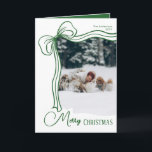 Modern Whimsical Hand Drawn Bow Photo Christmas Holiday Card<br><div class="desc">A modern and Whimsical family photo Christmas card featuring a festive hand-drawn green and white bow and script font. This minimal holiday card in simple yet elegant colour palette is perfect for sharing warm season’s greetings, Merry Christmas wishes, and custom holiday messages with friends and family in style.</div>