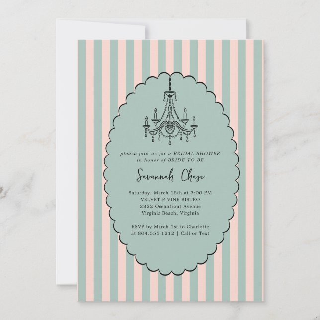 Modern Whimsical Hand Drawn Bridal Shower  Invitation (Front)