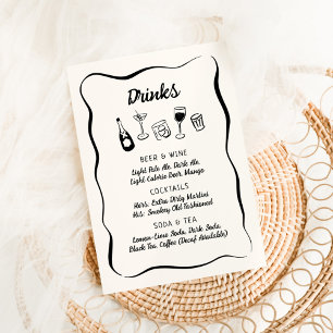 Modern & Whimsical Hand Drawn Drinks Menu
