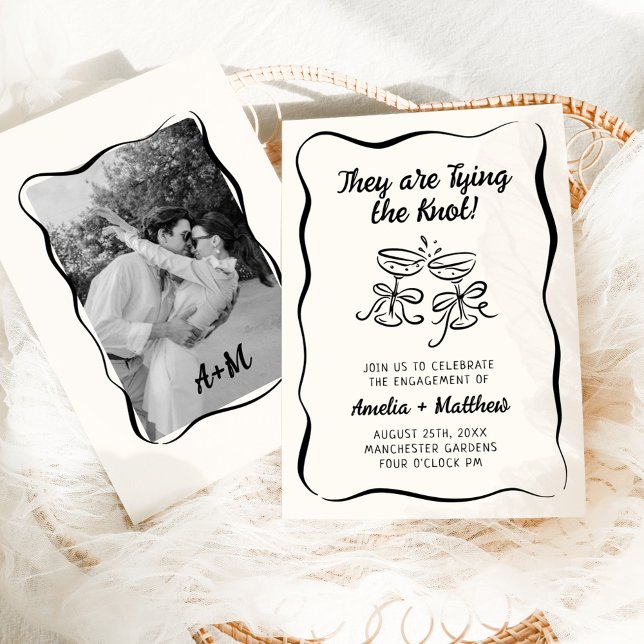 Modern & Whimsical Hand Drawn Engagment Invitation (Creator Uploaded)