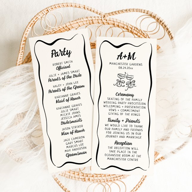 Modern & Whimsical Hand Drawn Wedding Program (Creator Uploaded)