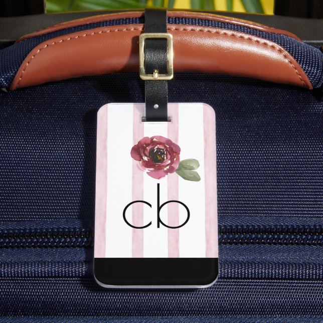Modern Whimsical Monogram Luggage Tag (Front Insitu 2)