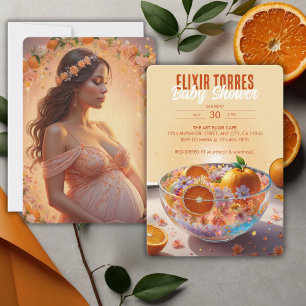 Modern Whimsical Orange Citrus Photo Baby Shower Invitation