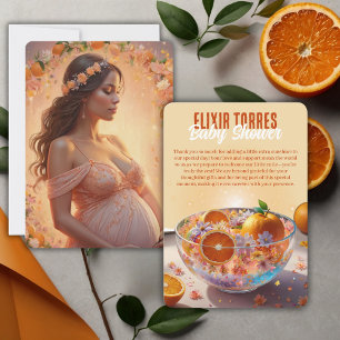 Modern Whimsical Orange Citrus Photo Baby Shower Thank You Card