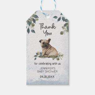Modern Whimsical Pug Puppy Baby Shower Gift Tags