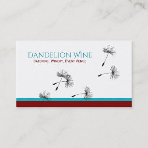 Modern Whimsical Red Teal Black Dandelion Business Card