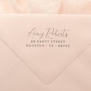 Modern Whimsical Script Name Return Address Rubber Stamp