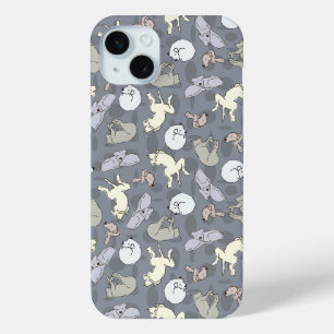 Modern Whimsical Sleeping Dogs Vanilla on Grey iPhone 15 Mini Case
