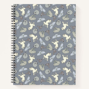 Modern Whimsical Sleeping Dogs - Vanilla on Grey Notebook