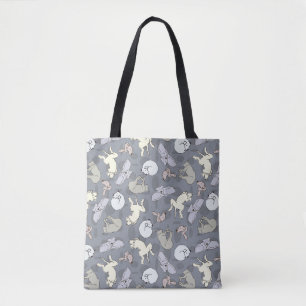 Modern Whimsical Sleeping Dogs - Vanilla on Grey Tote Bag