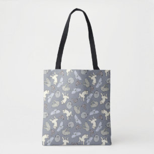 Modern Whimsical Sleeping Dogs - Vanilla on  Grey Tote Bag