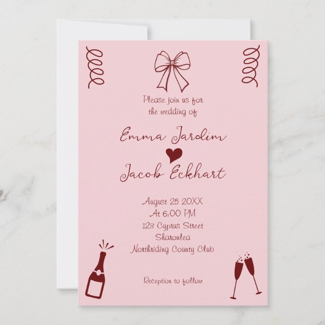 Modern Whimsical Squiggles Wedding Invitation (Front)