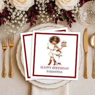 Modern Whimsical Woman Burgundy Script Napkins
