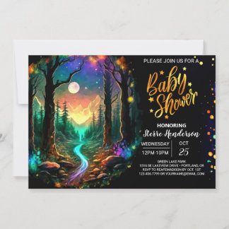 Modern Whimsical Woodland Baby Shower Invitation