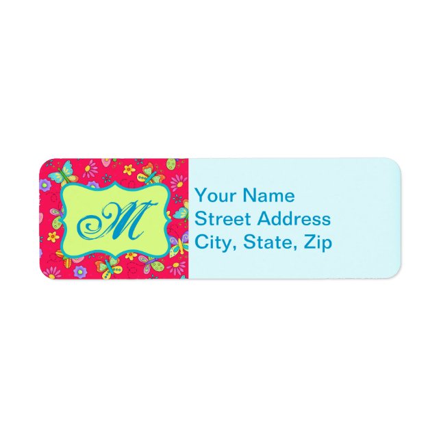 Modern Whimsy Butterflies on Red Monogram Personal (Front)