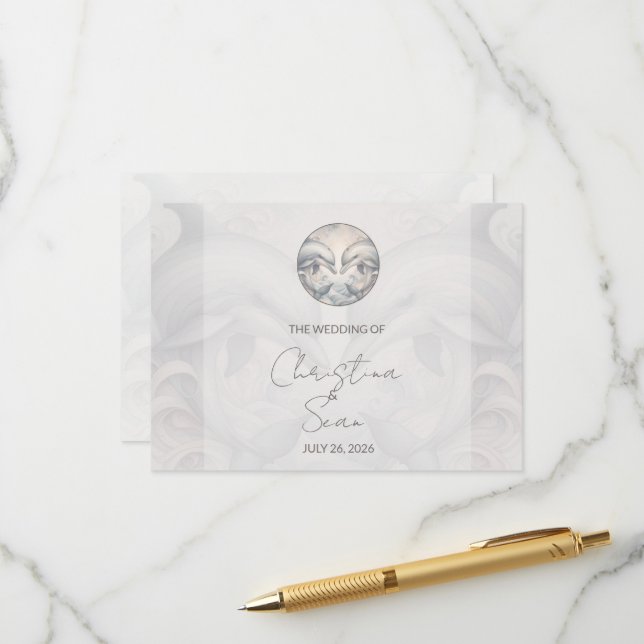 Modern Whimsy Dolphin Wedding Enclosure Card (Front/Back In Situ)