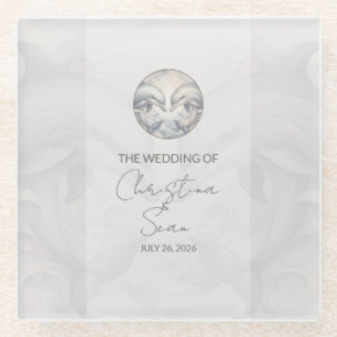 Modern Whimsy Dolphin Wedding Glass Coaster