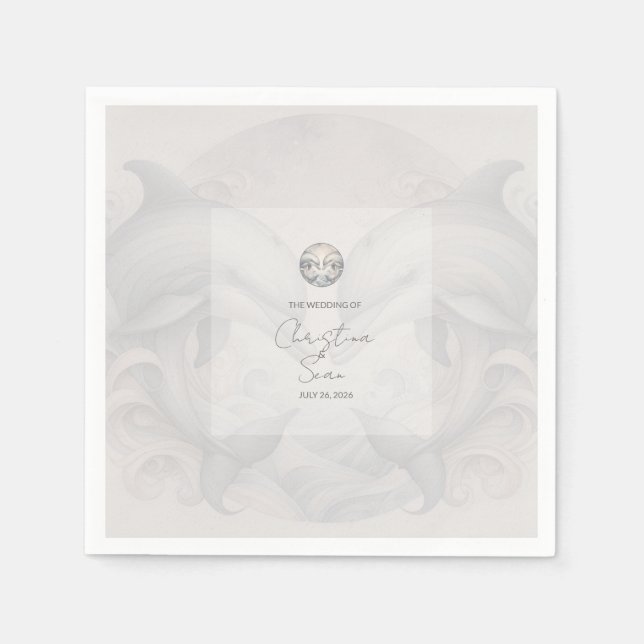 Modern Whimsy Dolphin Wedding Napkin (Front)