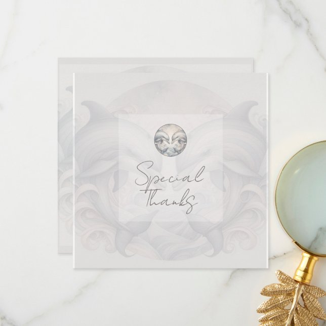 Modern Whimsy Dolphin Wedding Thank You Card (Front/Back In Situ)