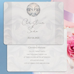 Modern Whimsy Dolphins Wedding Neutral Colour Invitation