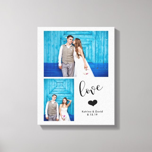 Modern Whimsy | Two Photo Wedding Canvas Print (Front)