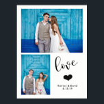 Modern Whimsy | Two Photo Wedding Poster<br><div class="desc">This fun,  stylish poster has a spot for two of your wedding photos,  plus the word "love" in whimsical typography along with a cute heart. Add your names and wedding date.</div>