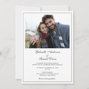 Modern White 2 Photo Simple Wedding Invitation