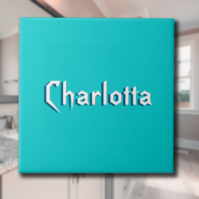 Modern White 3D Cuztomized Name | Turquoise Blue  Tile (Creator Uploaded)