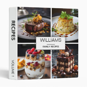 Modern White 4 Photo Personalized Family Recipes Binder