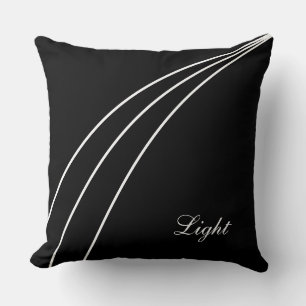 Modern White Abstract Wavy Lines on Black Throw Pillow