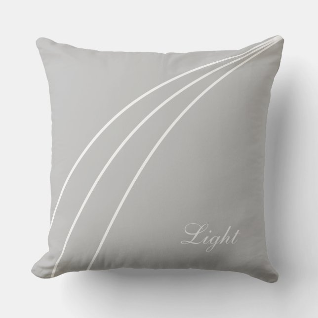 Modern White Abstract Wavy Lines on Grey Throw Pillow (Front)