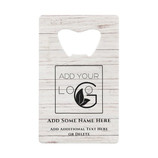 Modern White  Add Your Logo Business   Credit Card Bottle Opener (Front)