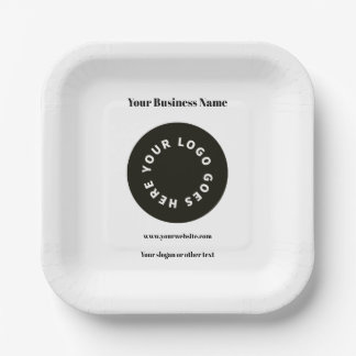 Modern White Add Your Logo Paper Plate
