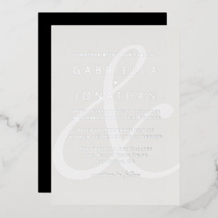 Modern White Ampersand Monochrome Wedding Silver F