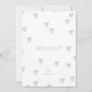 Modern White and Beige Multi-Bow Holiday Card