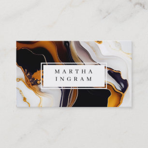 Modern White and Black and Golden Abstract Busine Business Card
