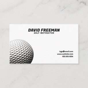 Modern White and Black Ball Golf Instructor Business Card